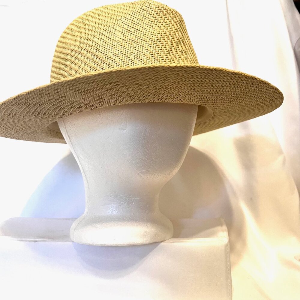 Panama Jack Original Tan Straw Natural Hat-Brown Band-12 1/2' dia.-Inside 6 1/2 - Picture 4 of 15